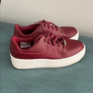 Nike AF1 Burgundy Sneakers with White Outsole